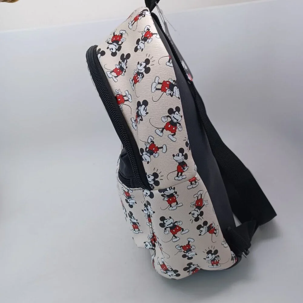 Disney Mickey Mouse Backpack BioWorld Cream Black‎ Red Mini Bag NEW